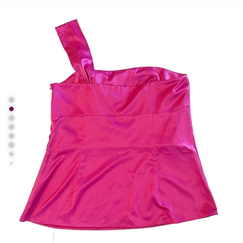 Ann Taylor LOFT One Shoulder Asymmetrical Satin Top Pink Women’s Size 12